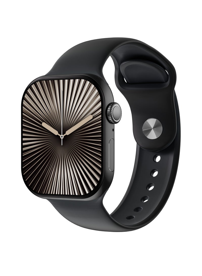 جرين ليون ساعة ذكية بشاشة 2.07 بوصة، مقاومة للماء بمعيار IP68، مساعد صوتي، أوضاع رياضية، تطبيق ChatGPT، قياس معدل ضربات القلب، مقياس حرارة، مدة تشغيل من يومين إلى ثلاثة أيام / وظيفة النقر المزدوج، مكالمات بلوتوث - أسود - Image 1